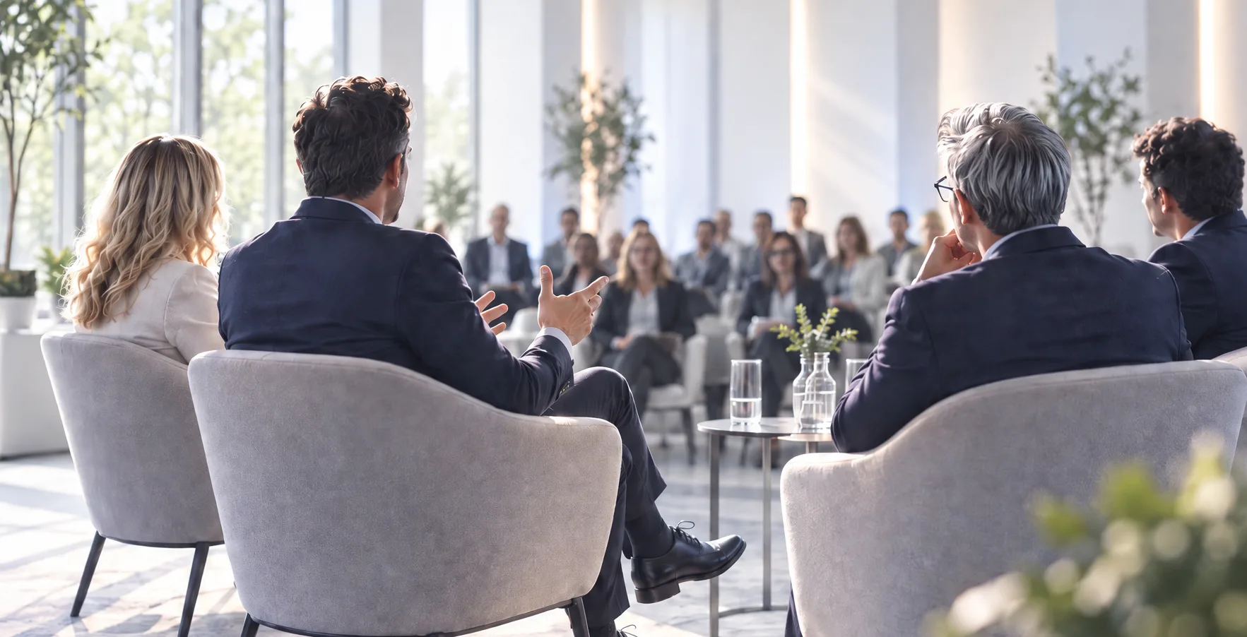 Panelgesprek voor een publiek